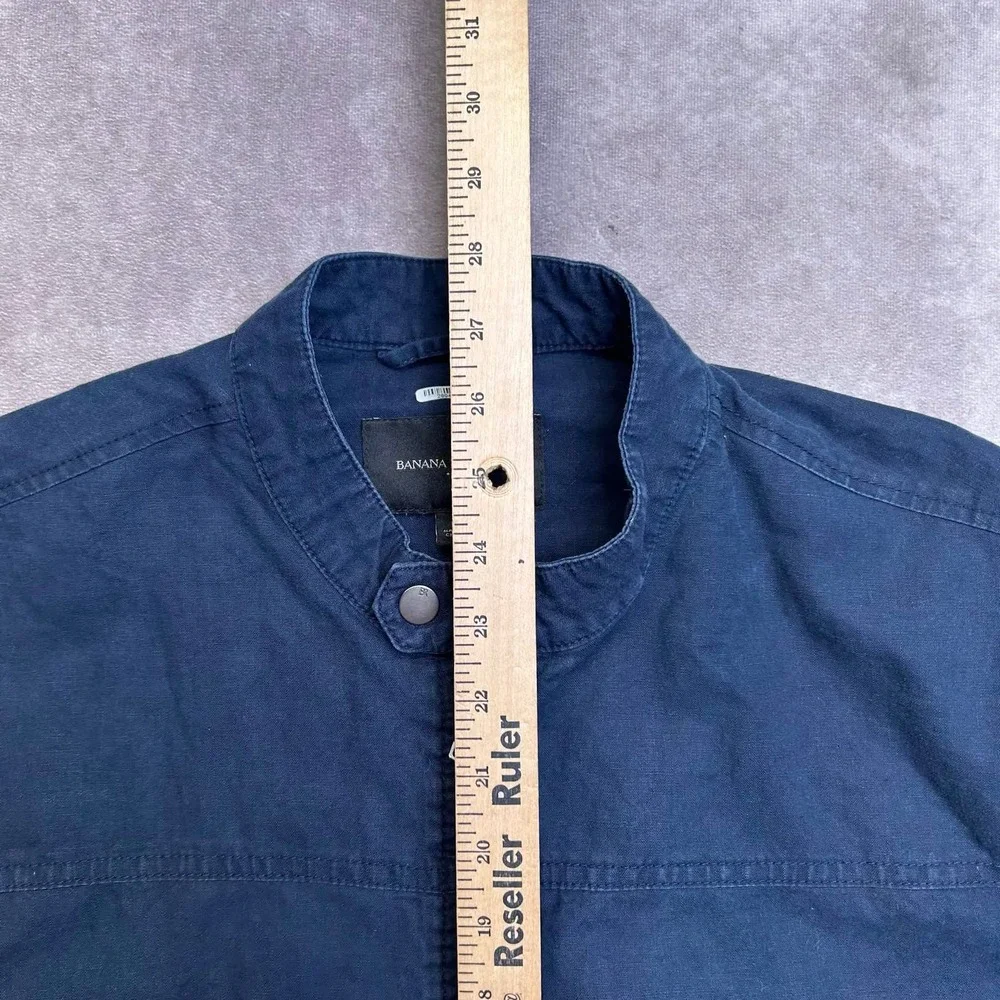 Banana Republic Mens Navy Blue Linen Cotton Harrington Bomber Jacket Large